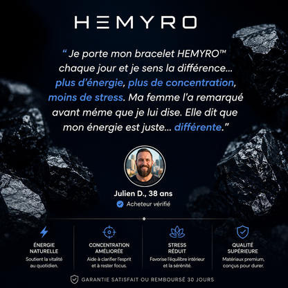 HEMYRO™ — L’ORIGINEL  Bracelet en Hématite